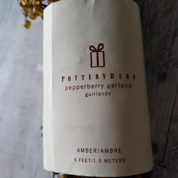 (Set of 2) Pottery Barn Amber PEPPERBERRY GARLAND 5’ Pepper Berry Glass - Picture 3 of 8